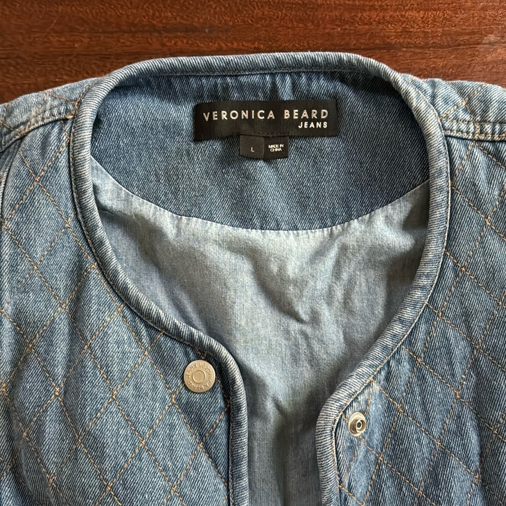 Veronica Beard Camilla Quilted Denim Jacket, size L